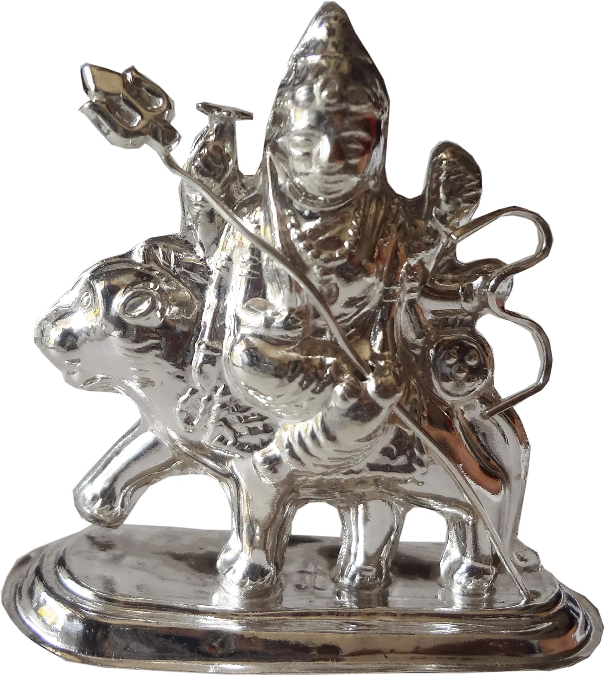 Solid 925 Sterling Fine Silver Indian Handmade Beautifully Carved Durga Idol