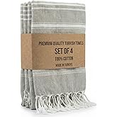 Clotho 4 Pack Silver Gray Turkish Hand Towels for Bathroom 18x40 Large 100% Cotton Soft Decorative Towel, Absorbent Lightweight Quick Dry Face Towel for Travel Hair Gym Yoga