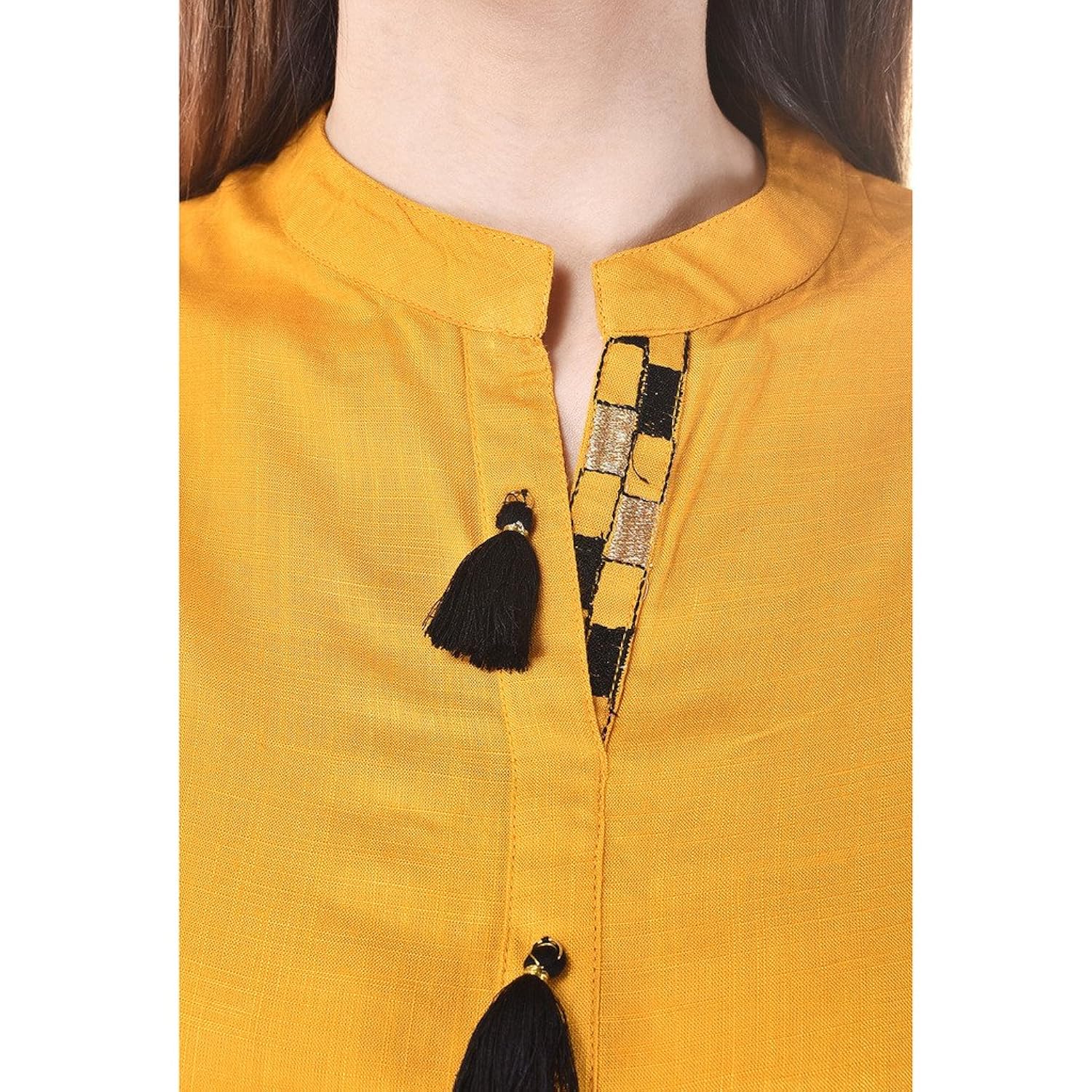 vaachi women's cotton embroidered kurti (vc022yellow_p)