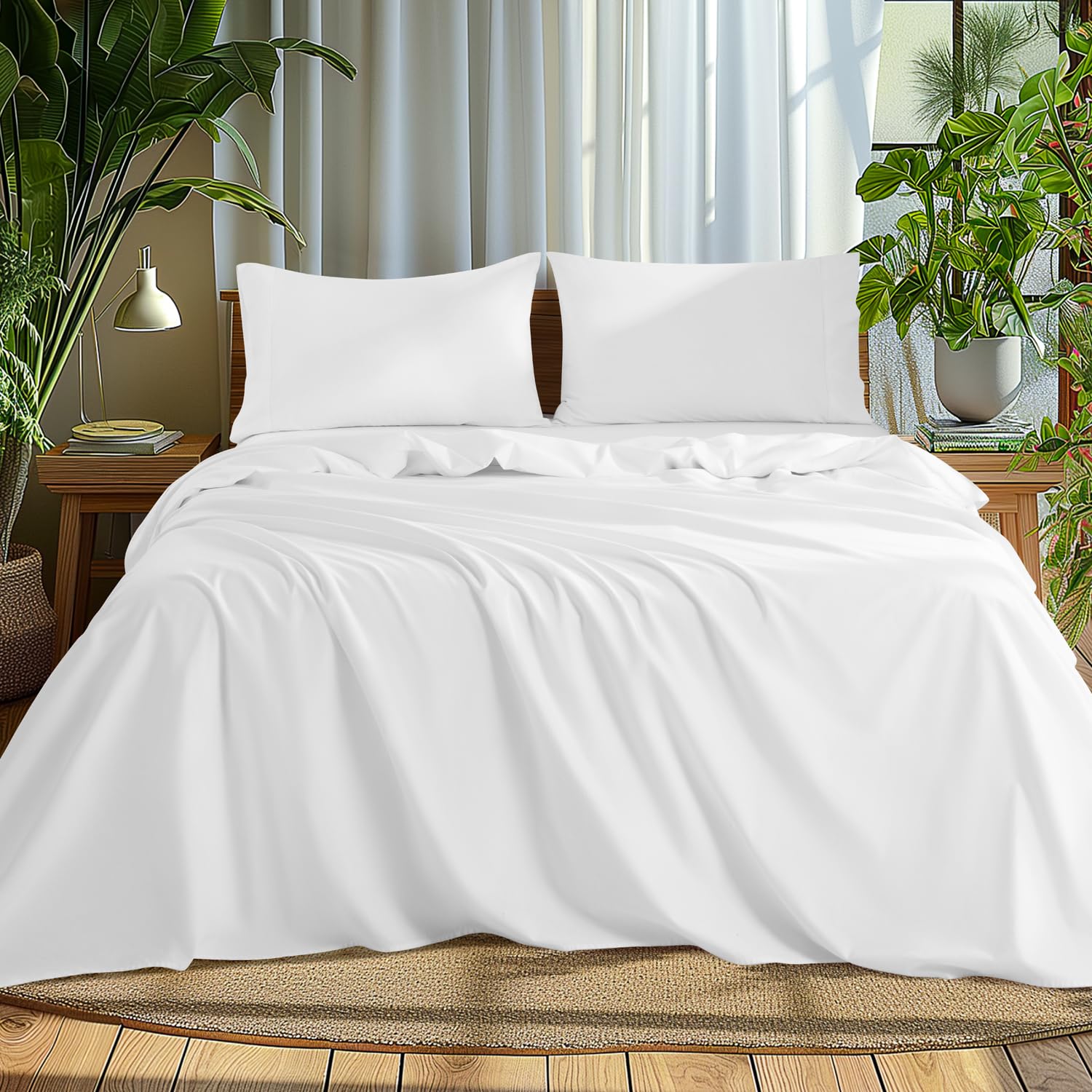 Photo 1 of **MISSING PARTS**
AiAngu Luxury 1000 High Thread Count Egyptian Cotton Bed Sheets 4 PC, 100% Egyptian Cotton Sheets Set, Breathable & Cooling - FX(Queen,White)