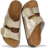 Project Cloud 100% Genuine Leather Flat Sandals for Women 2026 Comfortable Beach Essentials Womens Sandals Memory Foam Vacation Essentials Slides for Women Footwear (Santorini)