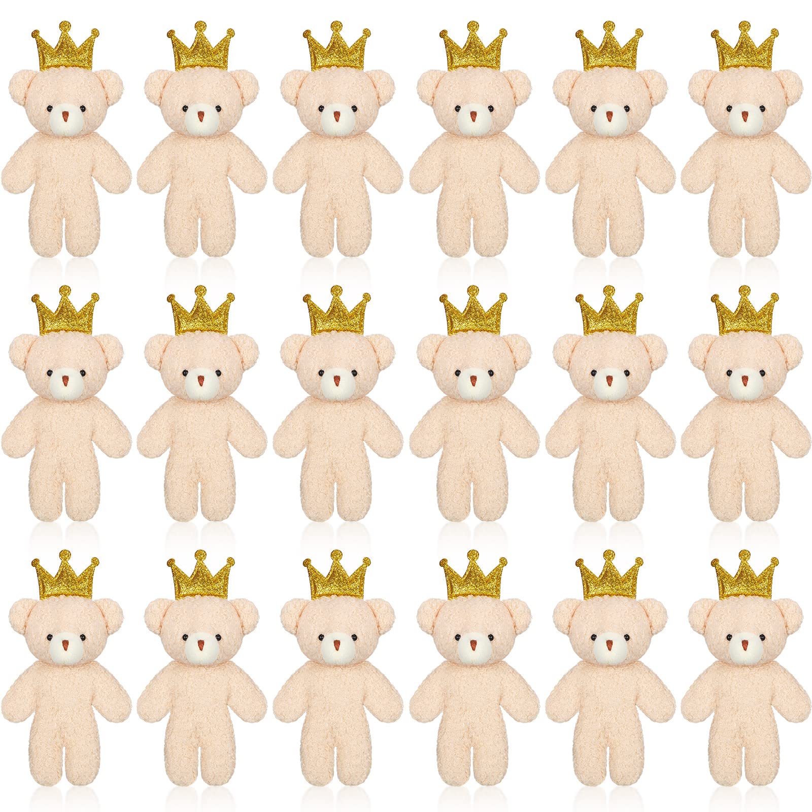 18 Pieces Mini Bear Toy 4.7 Inch Stuffed Jointed Bear Soft Tiny Doll for DIY Keychain Birthday Wedding Xmas Decorations Party Favor(Crown Style)