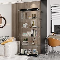 nifoti 74" H 5-Shelf Glass Display Cabinet with