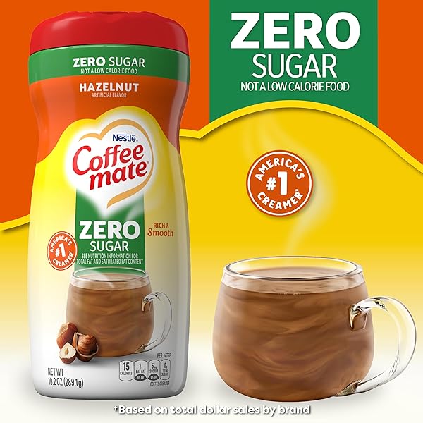 NESTLE COFFEE MATE SUGAR FREE POWDER CREAMER, HAZELNUT, 10.2 OUNCE