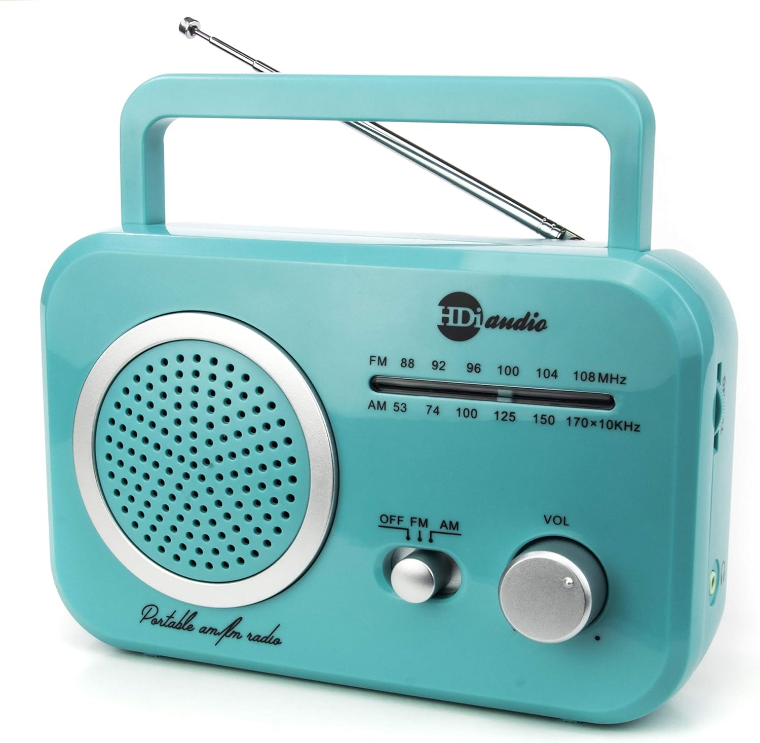 HDi Audio Radio Teal/Silver Premium Home Vintage Portable Retro Radio Classic AM/FM Radio with Built in Speakers + Headphone Jack: Home Audio & Theater