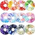 IVARYSS Scrunchies for Girls, 12 Pcs Tie Dye Velvet Scrunchies for Hair, Soft Rainbow Ponytail Holder, Cute Candy Colors Elas