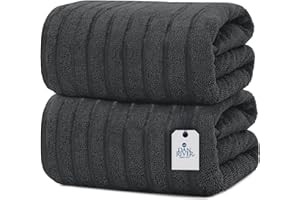 DAN RIVER Luxury Jumbo Bath Sheets 2 Piece – 550 GSM (35x70 Inches) 100% Cotton Highly Absorbent Speed Breaker Design Bath Towel Set – Super Soft Towels for Bathroom, Hotel, Spa Gray