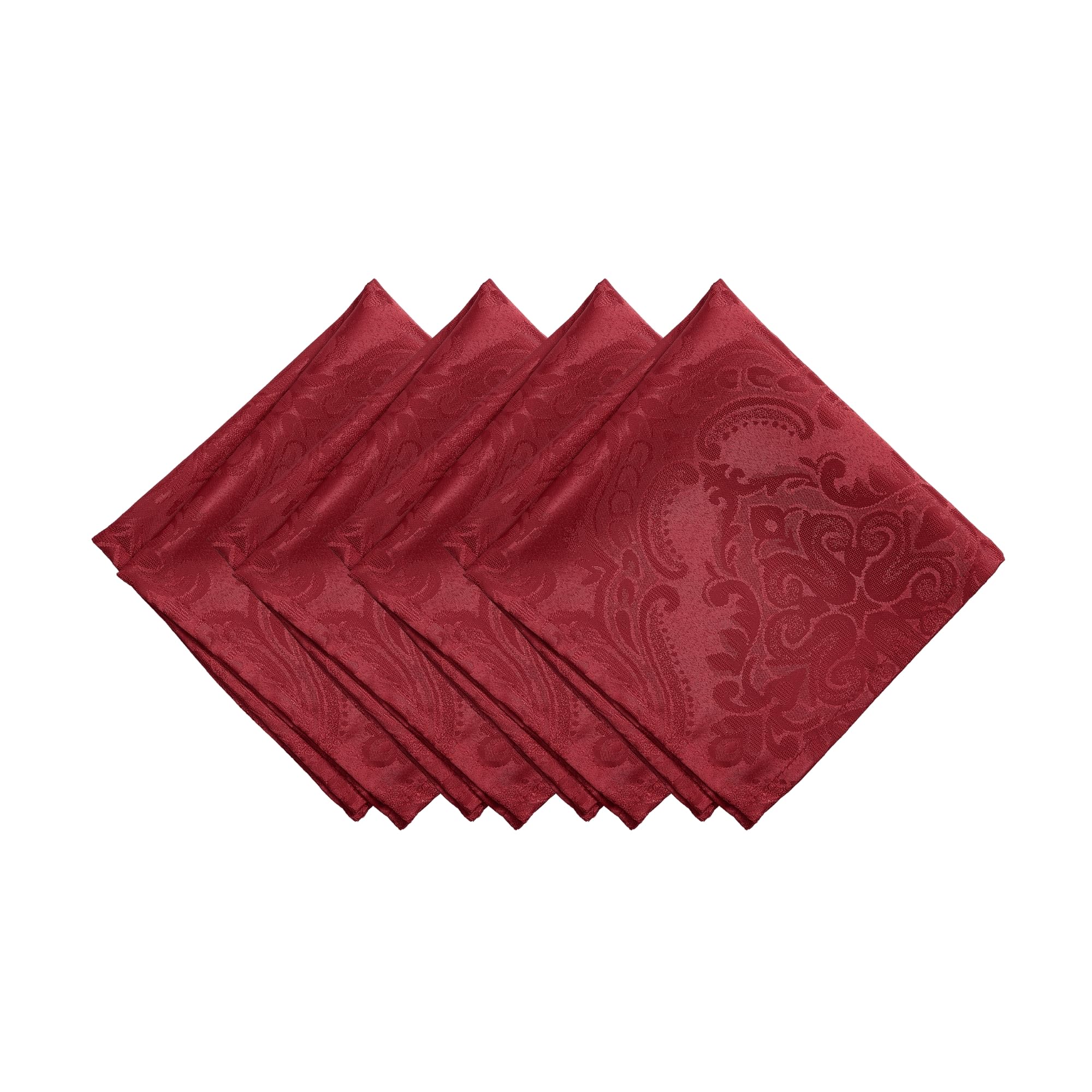 Elrene Damask Napkin Set of 4, Polyester, Red, 17" x 17"