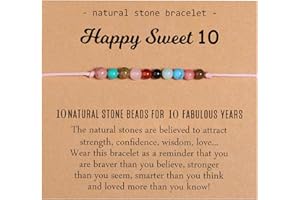 Korotho Natural Crystal Milestone Birthday Bracelet Gifts for Girls Women, Happy Birthday Adjustable Bracelets Present Christmas Gift for Daughter Granddaughter Niece Sister Friends Mom Auntie