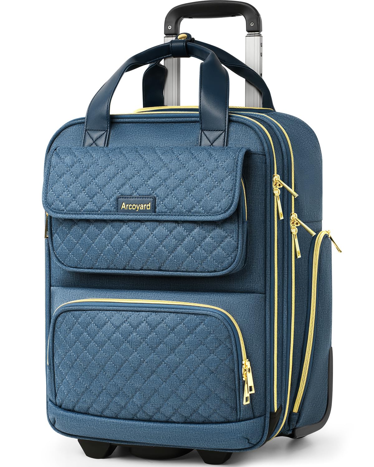View 1 of **HAS CUTS ON SIDE***Arcoyard Underseat Carry On Luggage with Wheels, Airline Approved Personal Item Luggage, 16-Inch Multi-functional Underseat Luggage, Lightweight Overnight Suitcase for Women, Bussiness, Travel, Blue