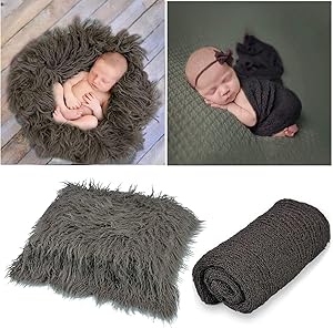 Aniwon 2Pcs Baby Photo Props Long Ripple Wraps DIY Blanket Newborn Wraps Photography Mat for Baby Boys and Girls