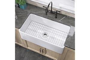 ZUAGCO Farmhouse Sink 36 X 20 Fireclay White Farm Sink Undermount Kitchen Sink Single Bowl Extra Wide Apron Sink Big Capacity Modern White Sink with Protective Bottom Grid and Stainer