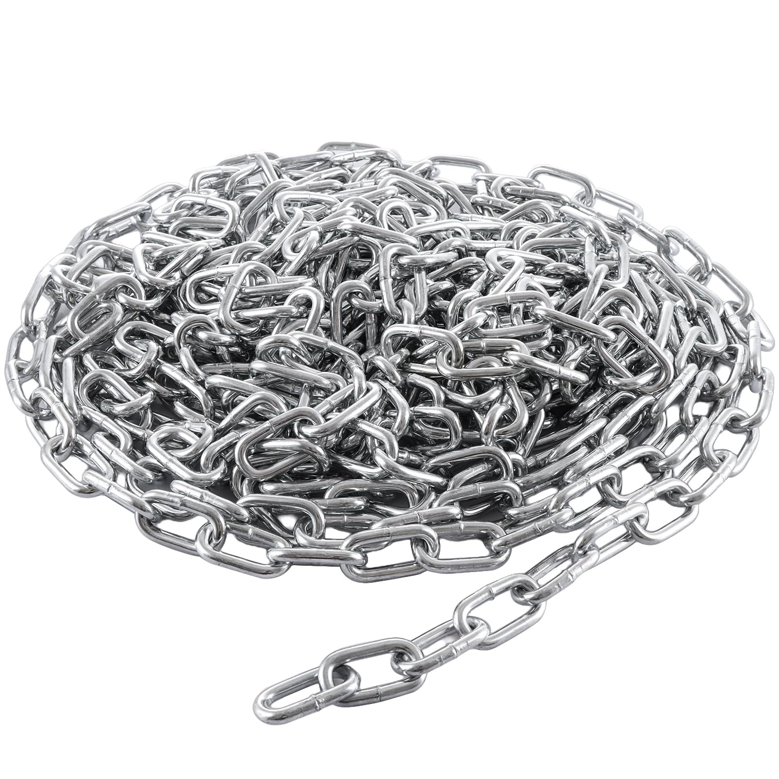 JMIATRY 10 Metres Length 304 Stainless Steel Chain, 5mm Heavy Duty Chain Link, Galvanized Steel Welded Links Chains Lift for Fence Gate, Garage Door, Swing Chaines and Bicycle Security Locks