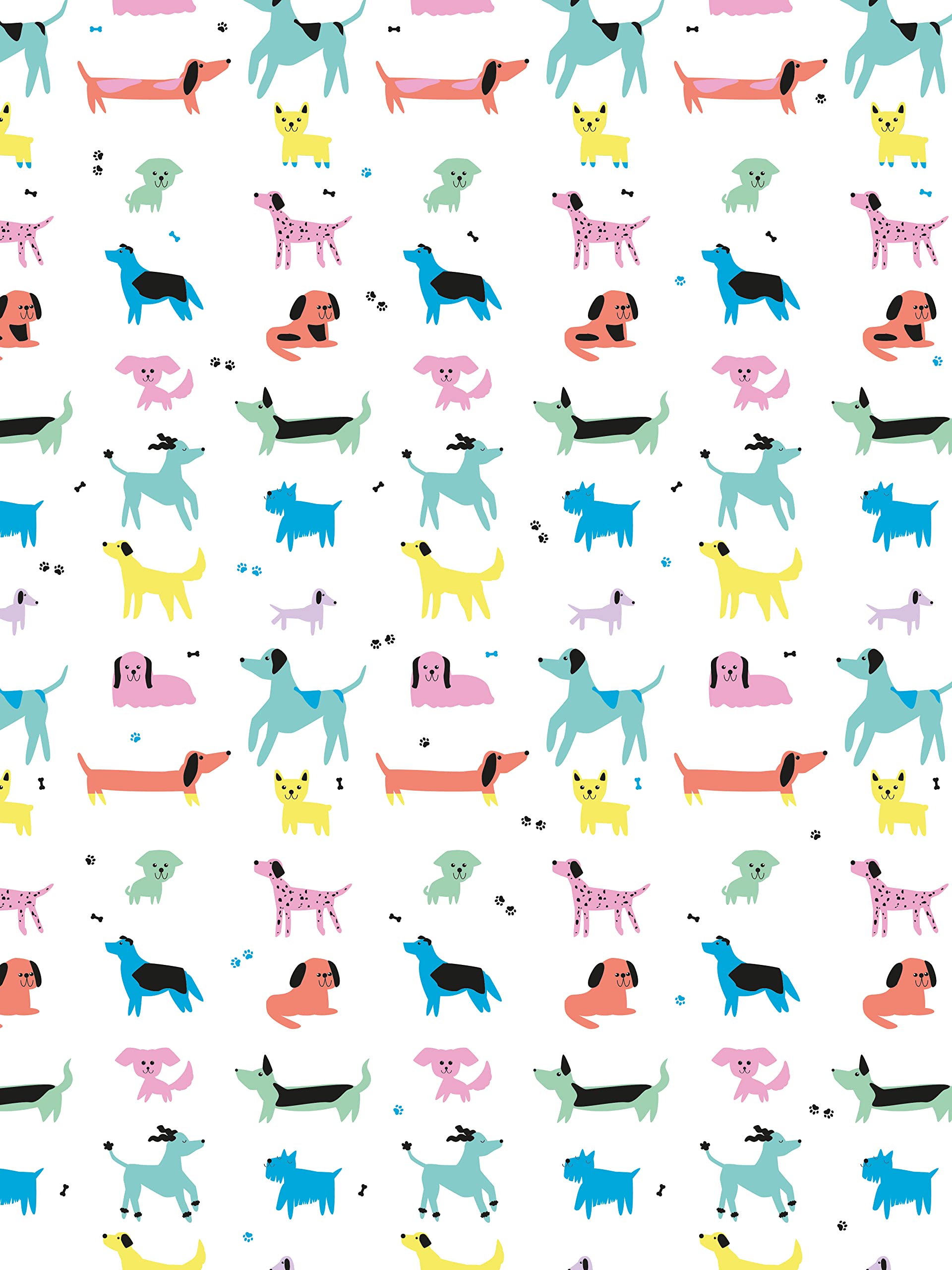 Décopatch FDA887C - A pocket of 20 paper sheets - Printed patterns, fluorescent effect dogs - 30x40 cm