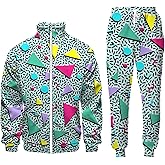 Arssm Retro 80s 90s Outfit Sets for Men Vintage Jacket and Joggers Sweatpants 80s Tracksuit Streetwear