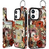 Shorogyt Compatible with iPhone 11 Wallet Case with Card Holder - Designer Mushroom Flower Pattern Kickstand Magnetic Clasp Back Flip Folio Leather Phone Covers for Women Men Girls