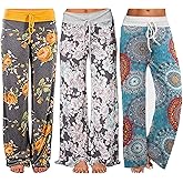 iniber Women's Comfy Pajama Pants Long Casual Drawstring Palazzo Lounge Pants Soft Wide Leg Bottoms