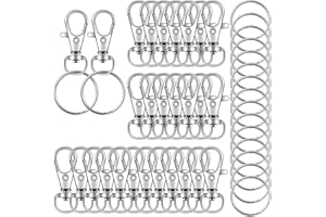 DSUWAZU 70PCS Swivel Snap Hooks with Key Rings, Metal Lobster Claw Clasp, Keychain Rings for Crafts 1.25inch/32mm