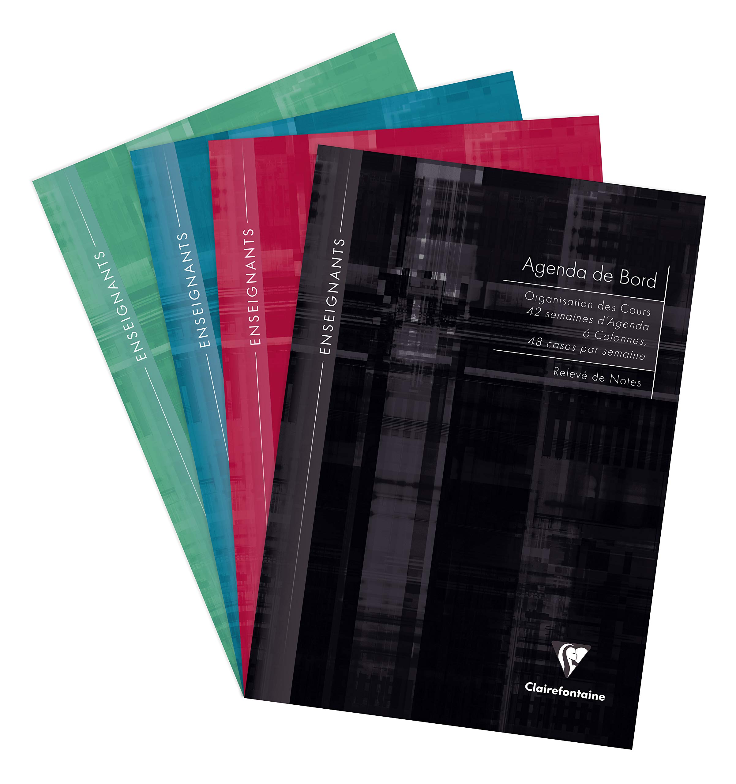 Clairefontaine 9069C - On-Board Planner Flexible 6 Columns (48 boxes/week) - A4 21x29,7cm - 144 Pages (42 weeks) White Paper 90g - Card Cover - Random Colour