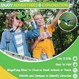 Zinbo Kids Binoculars with Compass Magnifier Set Green 3-8 yrs view 4