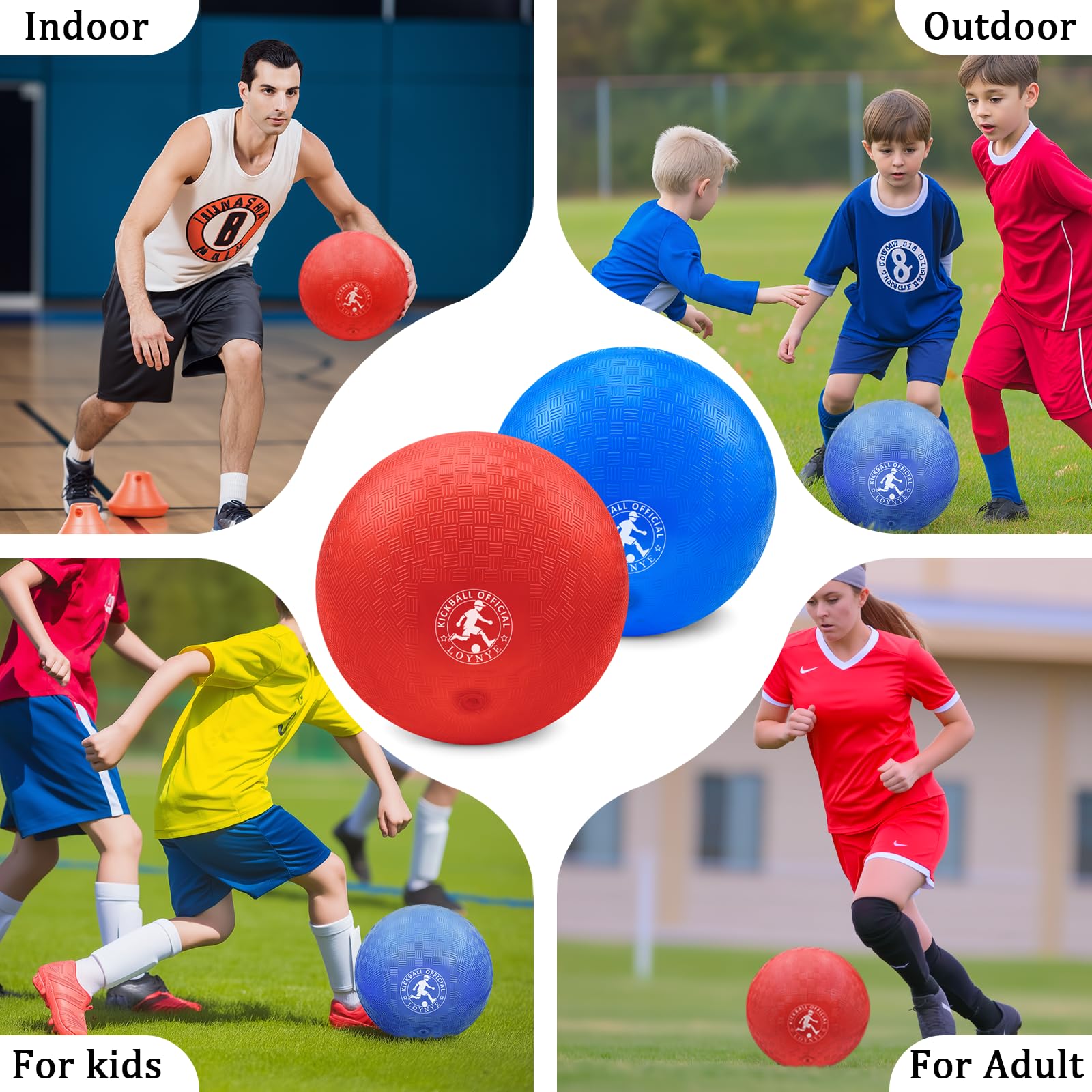10 Inch Dodgeball Balls Playground Ball Kickball, Dodge Balls for Kids, Kickballs Handball for Indoor Outdoor Games Four Square Balls, Includes Pump