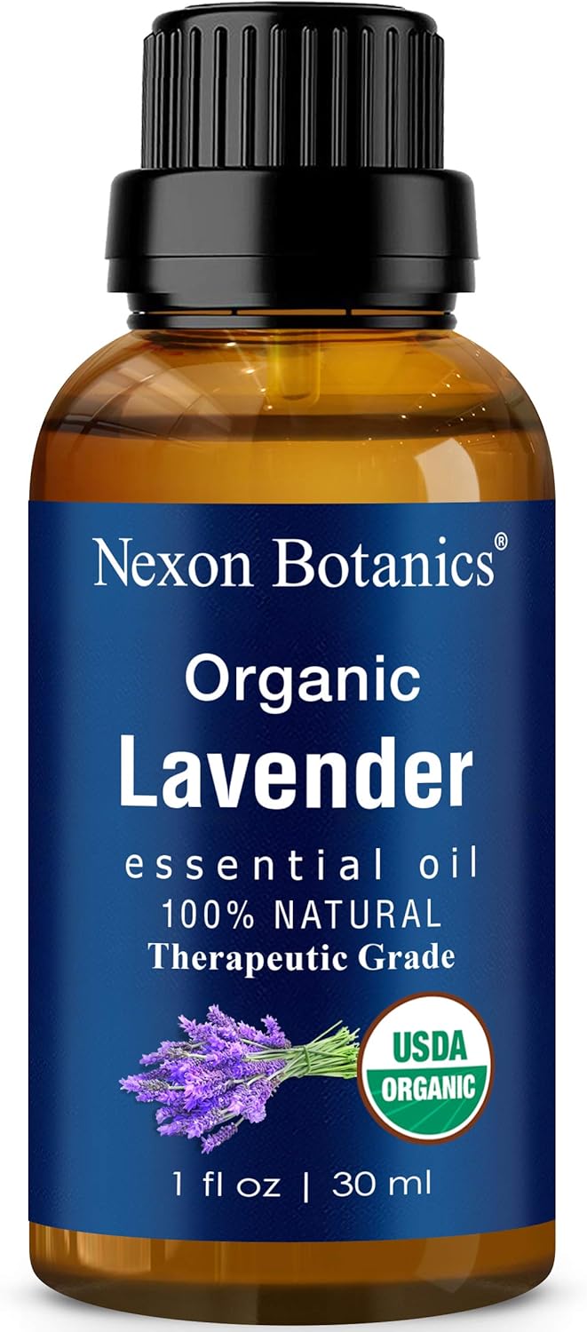 Organic Lavender Essential Oil 30 ml - Certified USDA Natural Undiluted Therapeutic Grade for Aromatherapy, Hair Care and Skin Care - Blend of Pure Lavandula Angustifolia and Hybrida Nexon Botanics