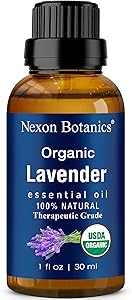 Organic Lavender Essential Oil 30 ml - Certified USDA Natural Undiluted Therapeutic Grade for Aromatherapy, Hair Care and Skin Care - Blend of Pure Lavandula Angustifolia and Hybrida Nexon Botanics