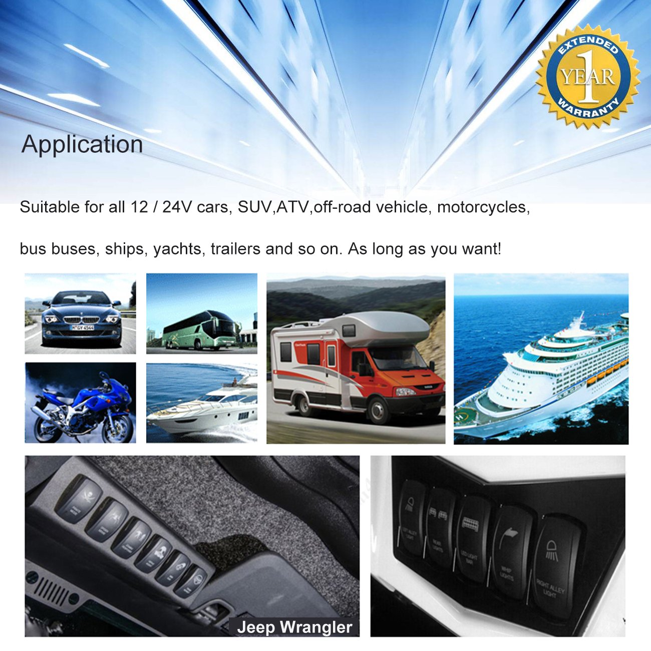 RCRunning Laser Rocker Switch with Wire Set (5 Female Terminal and 3 Male Terminal),5Pin 20A 12V On-Off LED Light Toggle Switch,for UTV Car Auto Truck Boat Marine