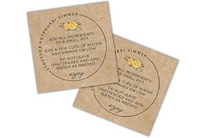 LASHICORN Stovetop Potpourri Instruction Label | 30 Pack 2.5”x2.5” Square Card Brown Kraft Paper Christmas Holiday Hang Tag for Package Stove Top Simmer Home Scent Use with Glass Saucepan Stove-Top Steamer Pot