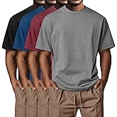 Neer 4 Pack Men's Big and Tall Shirts Summer Cotton Short Sleeve Tee Crew Neck Casual Top Basic Oversize T Shirts