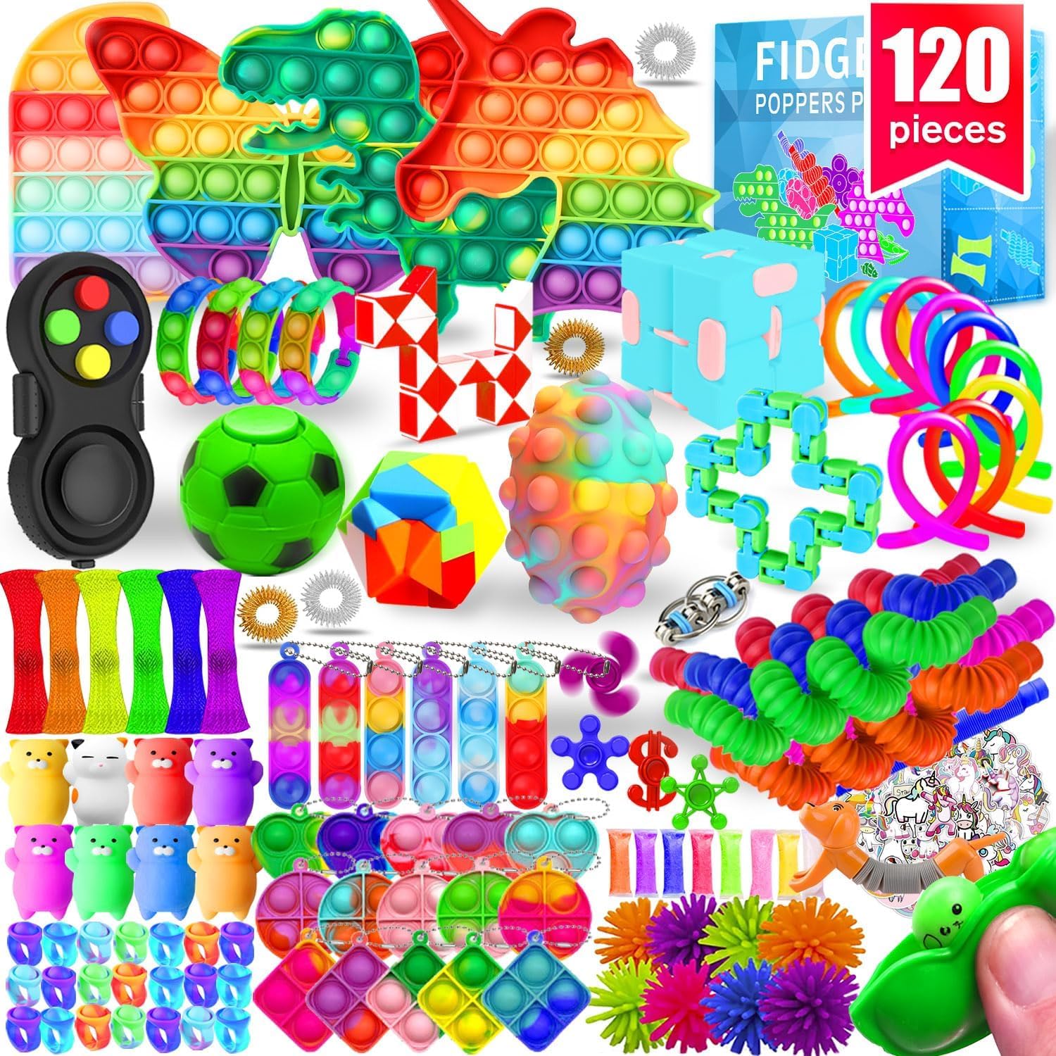 MOZACI Fidget Toys 120 Pack Fidgets Set Stocking Stuffers For Kids 
