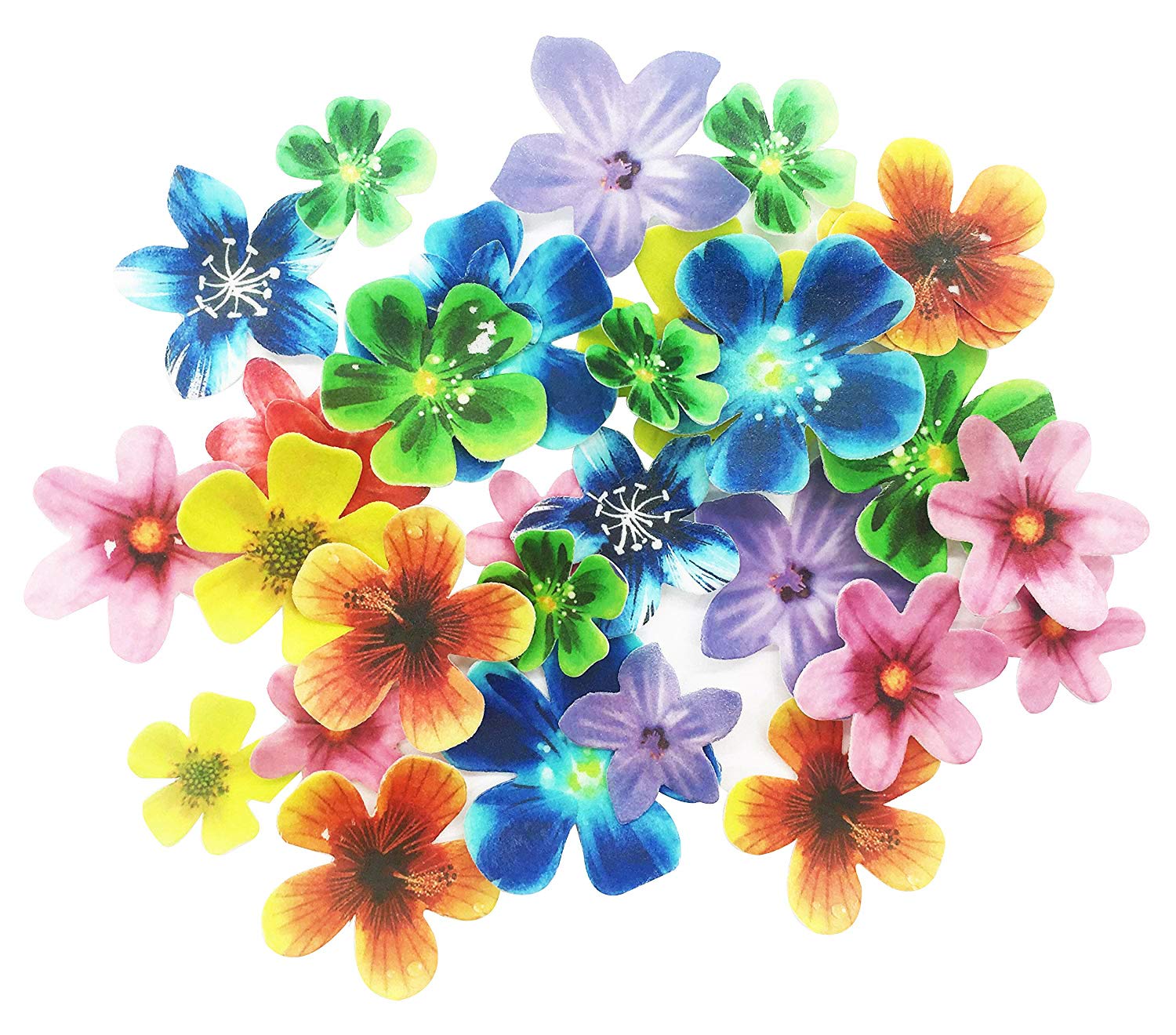 Set of 30 Edible Cupcake Toppers Wedding Cake Birthday Party Food Decoration Mixed Size & Colour (Flower)