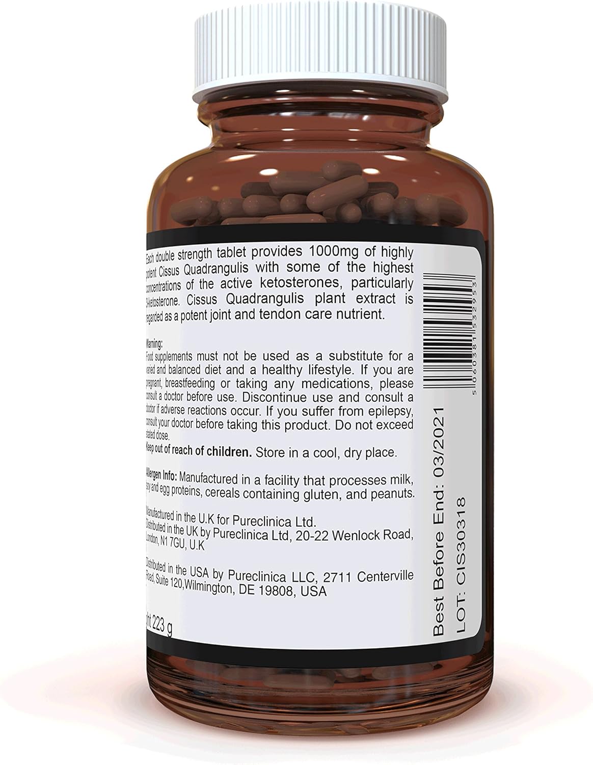 Double Strength Cissus Quadrangularis 1000mg x 360 Veggie Capsules (2 Bottles of 180 Caps) - 1 Years Supply! - Image 3