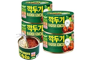 DELIEF Cubic Radish Kimchi - Authentic Korean Radish, Vegan, Gluten-Free, Shelf-Stable Canned, No Preservatives, 5.64 oz/160 g (4 Packs)