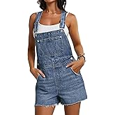 Qazel Vorrlon Denim Overall Shorts for Women Casual Summer Adjustable Strap Rompers with Pockets Bib Jeans Shortalls