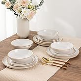 AmorArc Ceramic Dinnerware Sets,Handmade Reactive Glaze Stoneware Plates and Bowls Set,Highly Chip and Crack Resistant Dishware | Dishwasher & Microwave Safe Dishes Set,Service for 4(12Pcs)