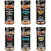 Steven Raichlen's Planet Barbecue Gourmet BBQ Rubs & Spices 6 Pack- Grill Seasonings with Worldwide Influenced Flavors- Grilling Gift for Men & Women - Valentine's Day Cooking Gift Set Made in the USA