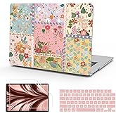 B BELK Compatible with MacBook Air 13 inch Case 2026 2025 2024 2023 2022 M4 M3 M2 A3240 A3113 A2681, Plastic Hard Shell +Keyboard Cover +Screen Protector for MacBook Air 13.6 inch Case, Floral Patch