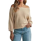 YUNLORIA Womens Off The Shoulder Poncho Sweaters 3/4 Sleeve Boat Neck Trendy 2026 Loose Knit Ponchos Jumper Tops