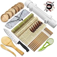 26 PCS Sushi Making Kit,Diy All In One Sushi Bazooka Maker with Bamboo Sushi Mat,Bamboo Chopsticks,Spreader, Sushi Knife…