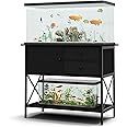 FILKO 40 Gallon Fish Tank Stand: Aquarium Stand with Storage for Fish Accessories - Tank Stand Table for 40-50 Gallon Reptile Turtle Terrarium - Heavy Duty Black Metal Frame Weight Capacity 660 lbs