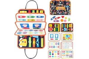 Freebear Busy Board Toddler Travel Sensory Toys for 1 2 3 4, Montessori Learning Activities Board, Educational Toys for 3 4 Year Old Boys Girls Gift, Classic