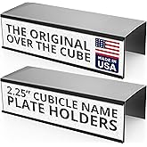 The Original Over the Cube – Quality Aluminum, Changeable Cubicle Nameplate Holder, Black Base, and Black Name Plate Holder, 8" x 2" (2.25" Cubicle Wall Depth) - Made in The USA