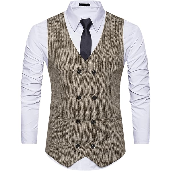 Wehilion Men's Suit Vest White Business Formal Dress With 3 Pockets