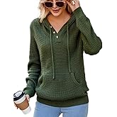 CiCiBird Women Fall Hoodies Sweater Knit V Neck Tops Oversized Fashion Pullover Casual Long Sleeve Shirts with Pockets