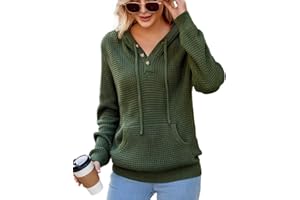 CiCiBird Women Fall Hoodies Sweater Knit V Neck Tops Oversized Fashion Pullover Casual Long Sleeve Shirts with Pockets