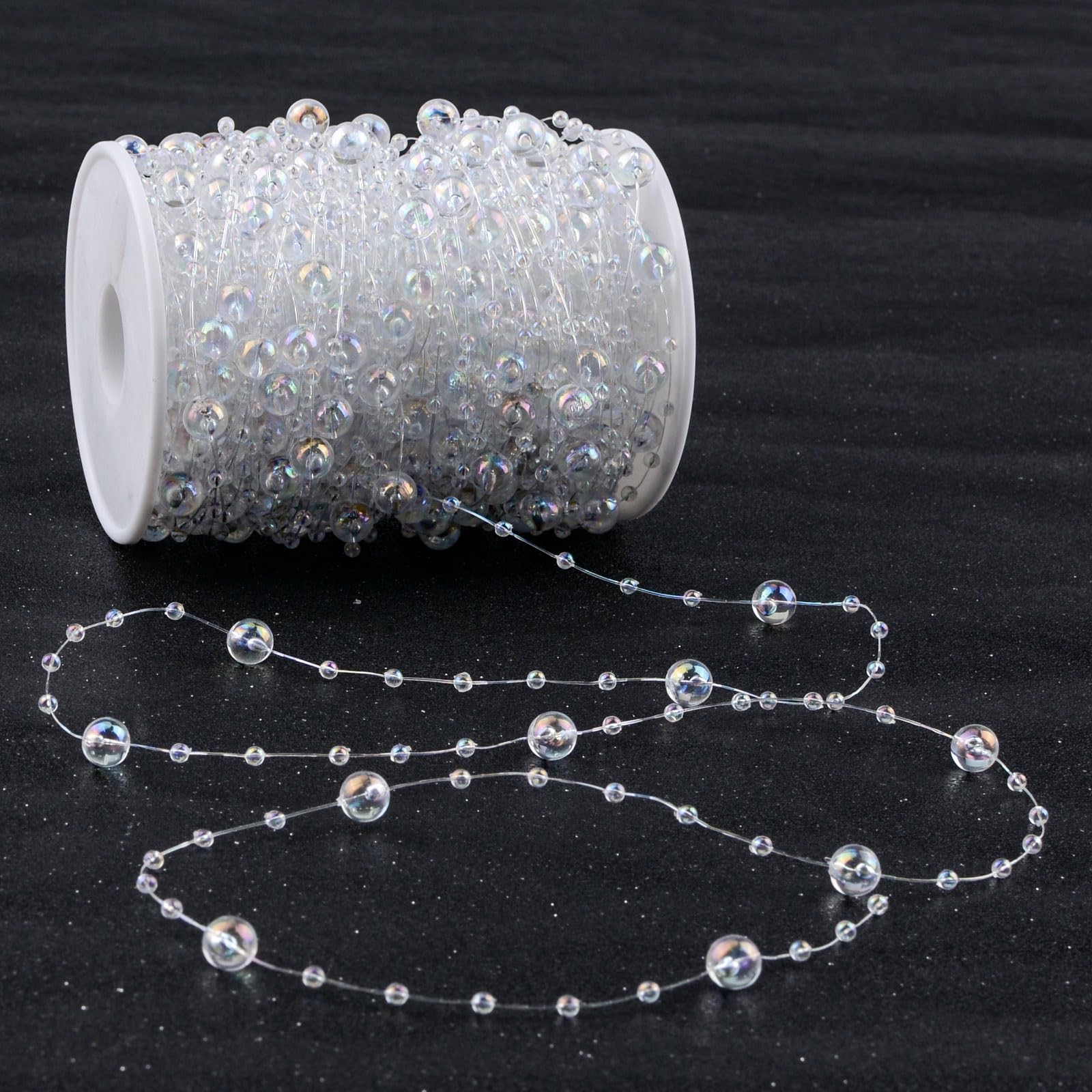 URROMA 30 Meters Transparent Bead String Crystal Acrylic Gems Bead Fish Line Bead Chain Garland DIY Jewelry Line for Wedding Party Home Decorations Christmas Party