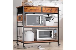 NAIYUFA Kitchen Island with Storage,Rolling Kitchen Island Cart with Power Outlet,Industrial Kitchen Island on Wheels,Kitchen Cart for Home