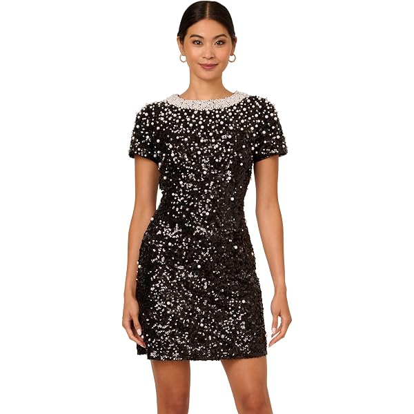 msk short sleeve beaded shift dress MSK Beaded Dresses - Women