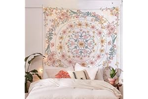 Simpkeely Mandala Floral Medallion Tapestry, Sketched Flower Plant Boho Wall Hanging, Bohemian Tapestries for Bedroom Living 